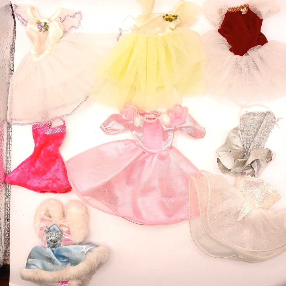 Barbie Doll Clothes Ballerina Skating & Bridesmaid Dresses Lot of 8 pcs No Doll